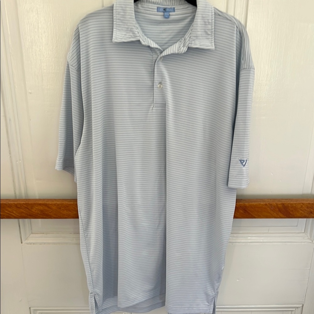 Gen Teal Men’s Light Blue Striped Polo Shirt